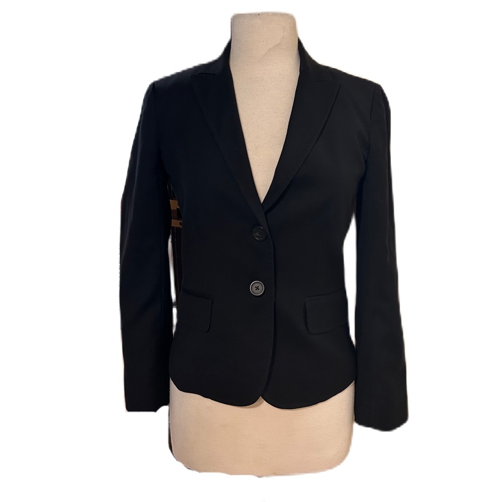 J Crew Blazer Jacket Women 2 Black Wool Classic Academia Preppy Old Money